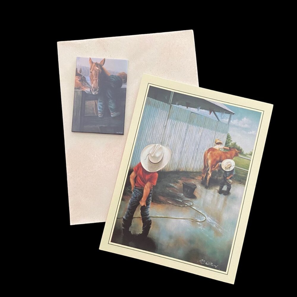 Leanin Tree Greeting Card/Magnet WASHRACK‎ ADJUSTMENTS Children Cow Chores VTG